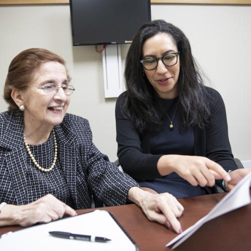 Stephanie Grasso and a patient in her lab
