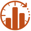 Instapoll logo, orange circle with arrow around three orange bars