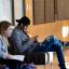 students in lobby