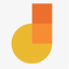 Jamboard logo, yellow circle with orange and red squares stacked to look like a J