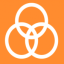 orange background with white venn diagram icon