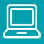 blue background with white computer icon