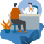 Illustration of doctor communicating with a patient.