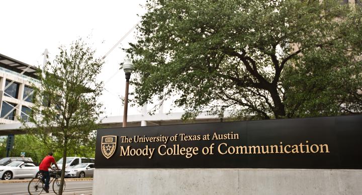 photo of Moody College of Communication sign