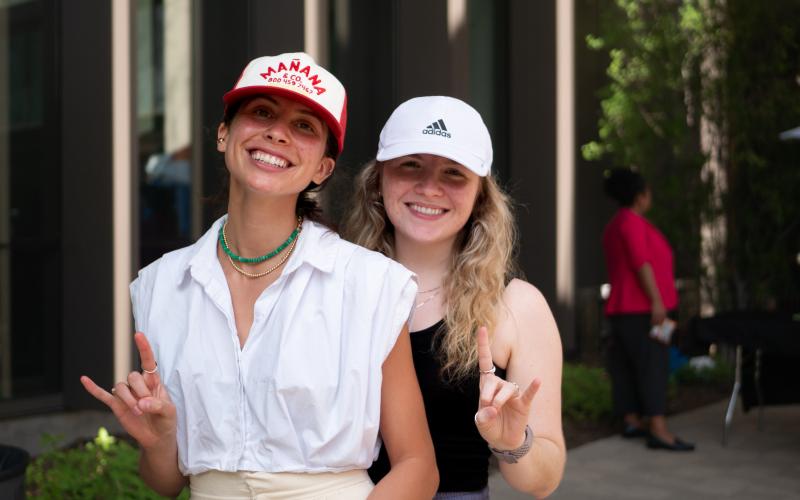 two students outside