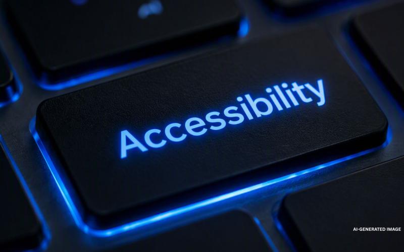Keyboard with the word accessibility on one key. 