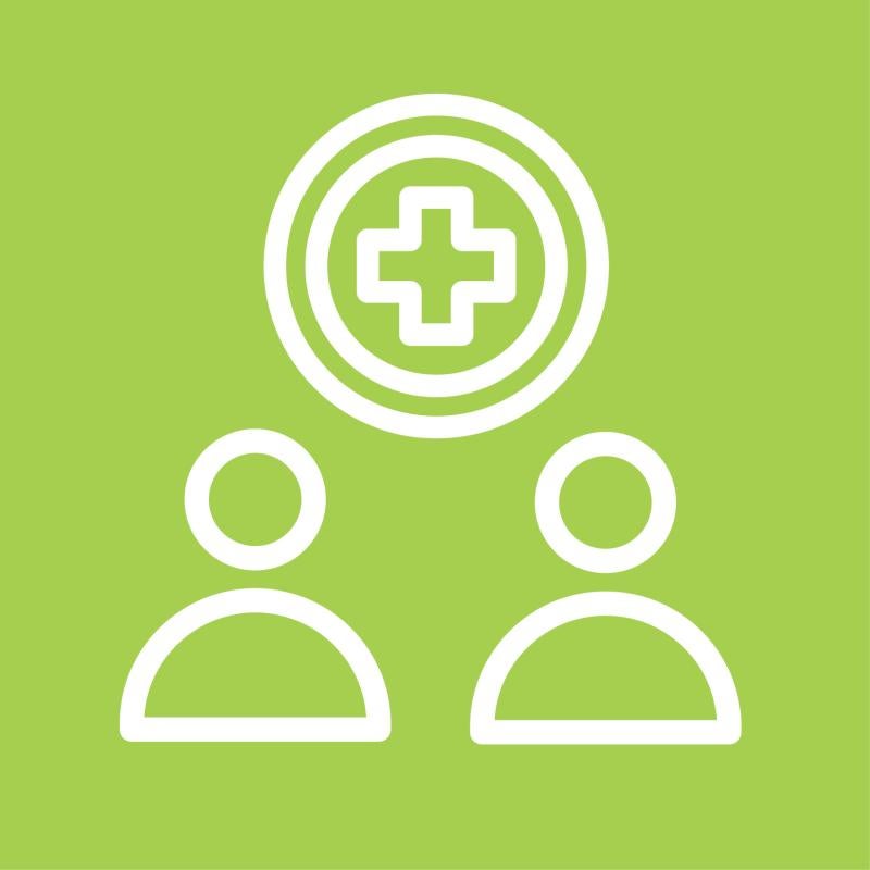 Health cross icon with persons