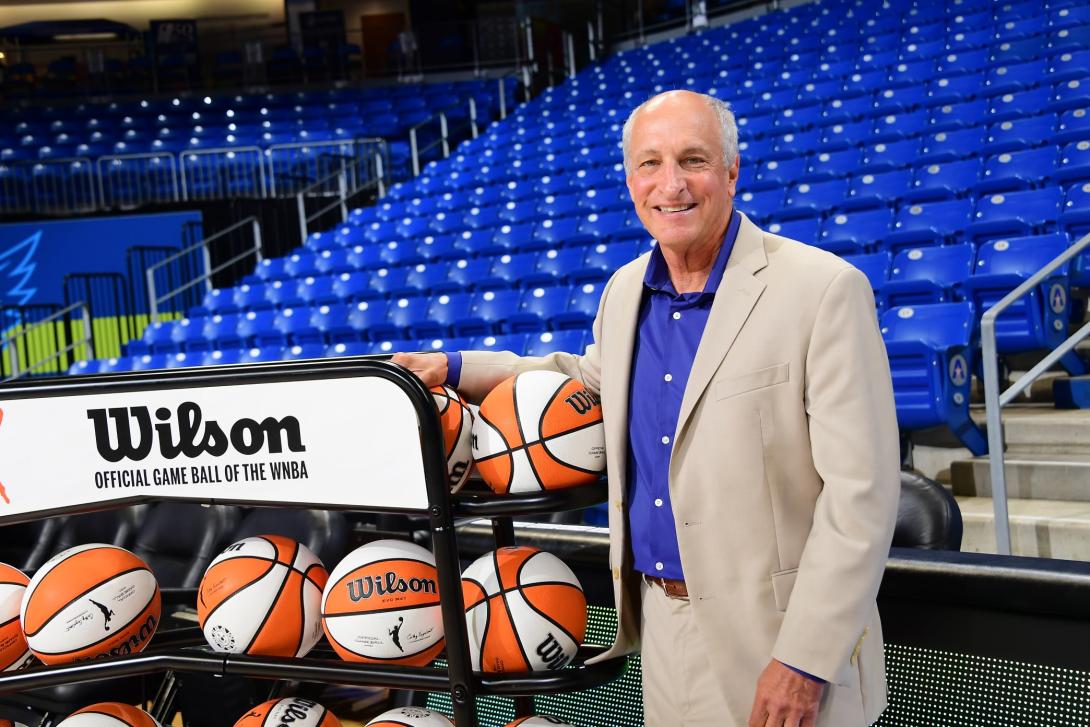 Robert Steinfeld with WNBA basketballs